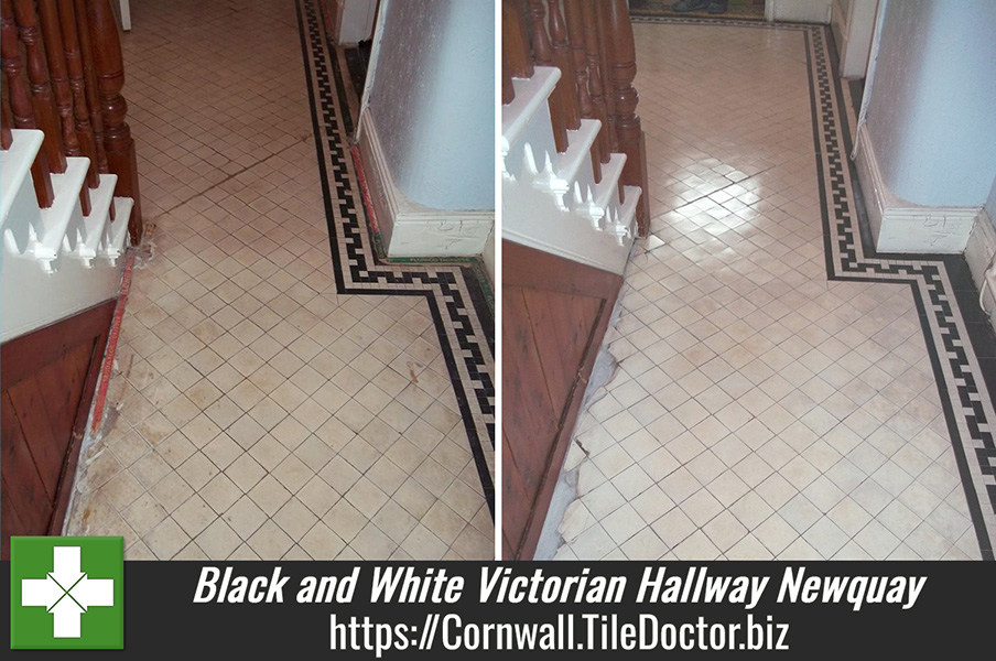 Black and White Victorian Hallway Deep Cleaned in Newquay