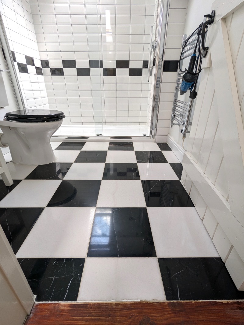 Marble Tiled Ensuite Floor After Renovation Penzance