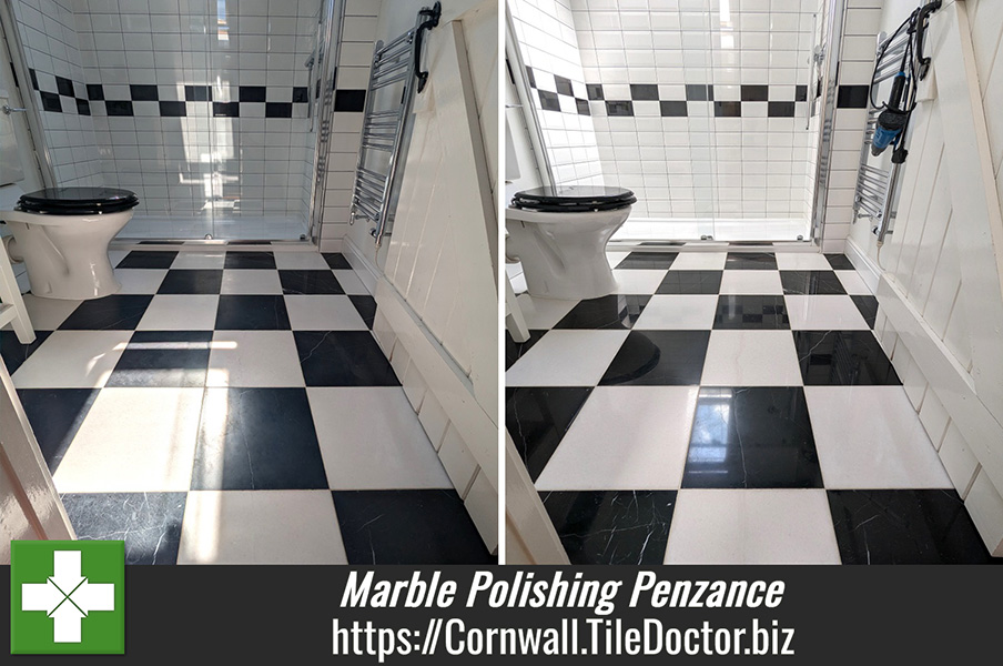 Marble Tiled Ensuite Floor Polishing Penzance